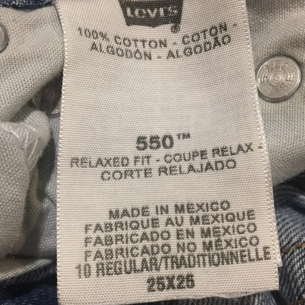Levi’s 550 Red Label boys distressed denim Jeans relaxed fit Size 10 Reg 25x25